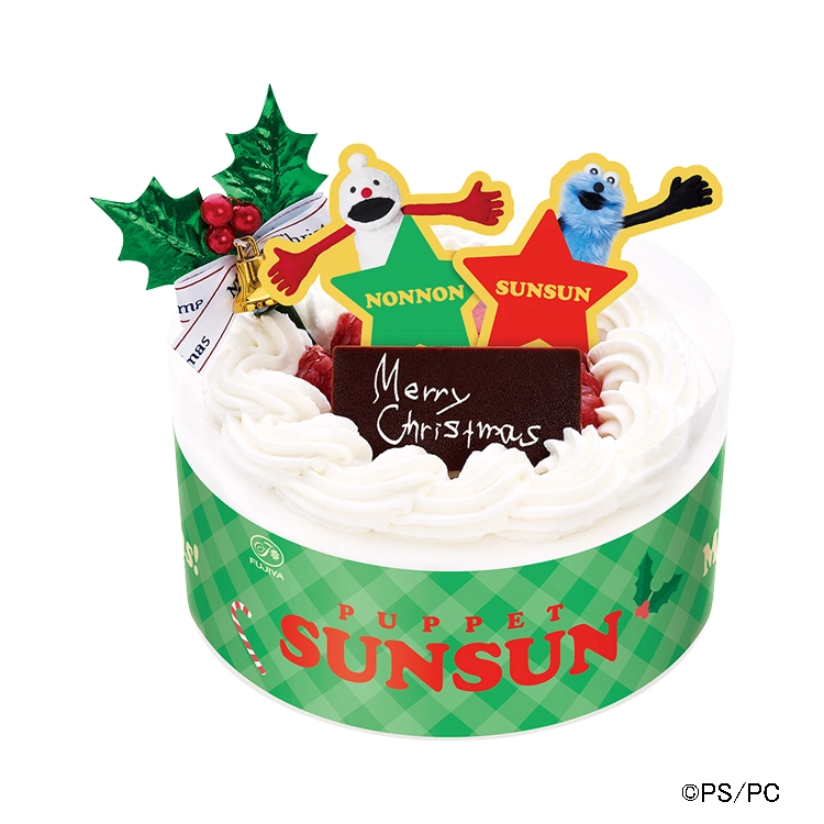 パペットスンスンクリスマスショートケーキ（オリジナルメラミンプレート付き）