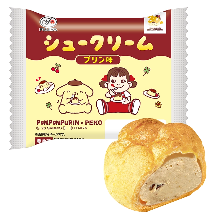 ポムポムプリン30th ペコちゃんとお祝いシュークリーム（プリン味）