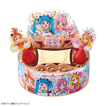 キャラデコパーティーケーキ ひろがるスカイ！プリキュア チョコショートケーキ（ピーチ＆アップル）