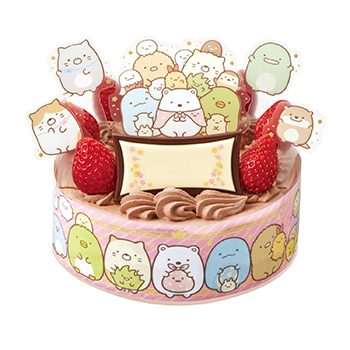 キャラデコお祝いケーキ すみっコぐらし チョコショートケーキ（ピーチ＆アップル）