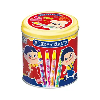 不二家のチョコえんぴつ立て缶