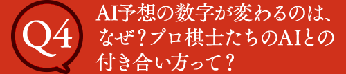 Q4 AI予想の数字が変わるのは、なぜ？プロ棋士たちのAIとの付き合い方って？