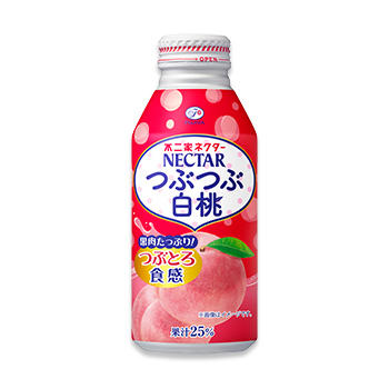 ネクターつぶつぶ白桃（380gボトル缶）
